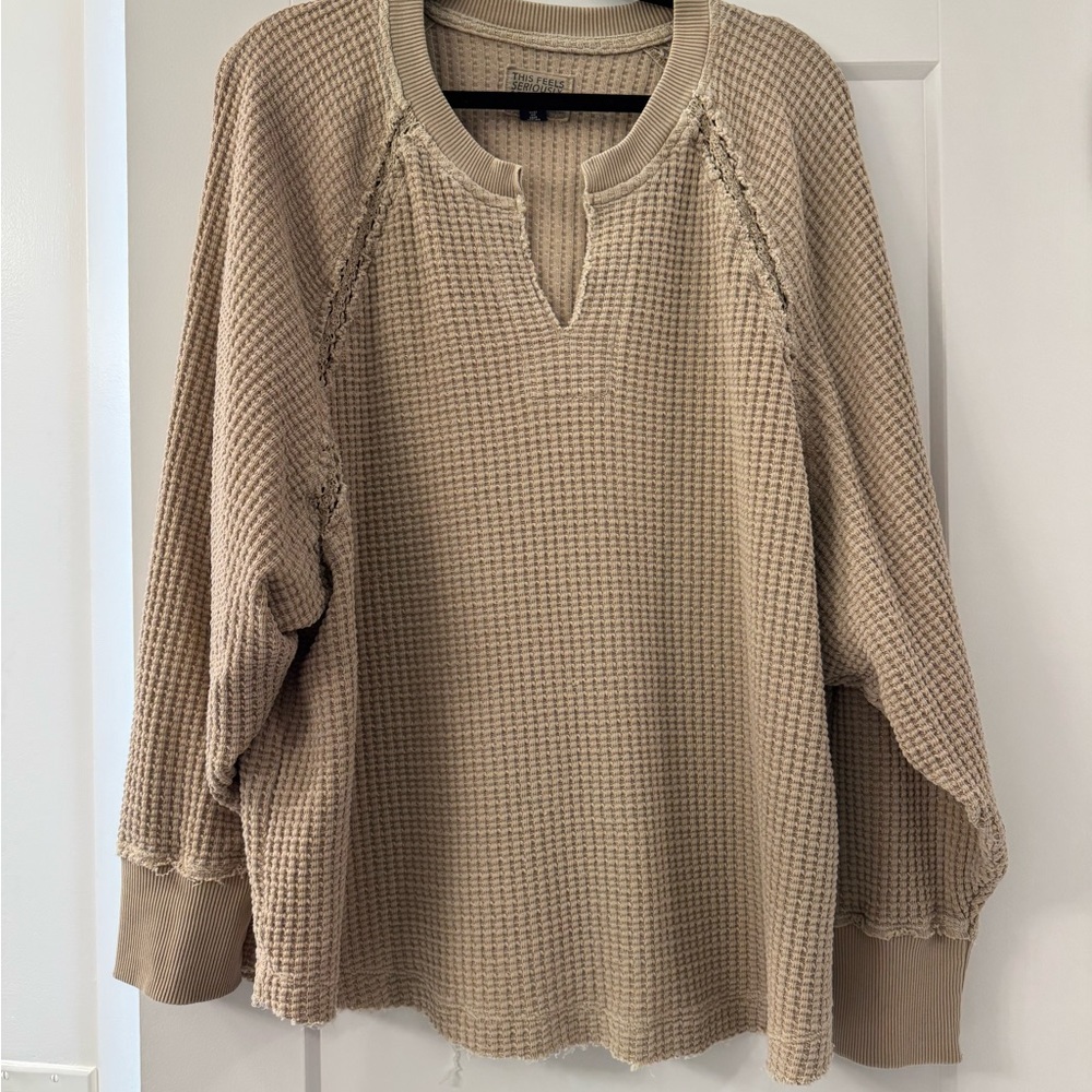 Aerie Beige Waffle Knit Top